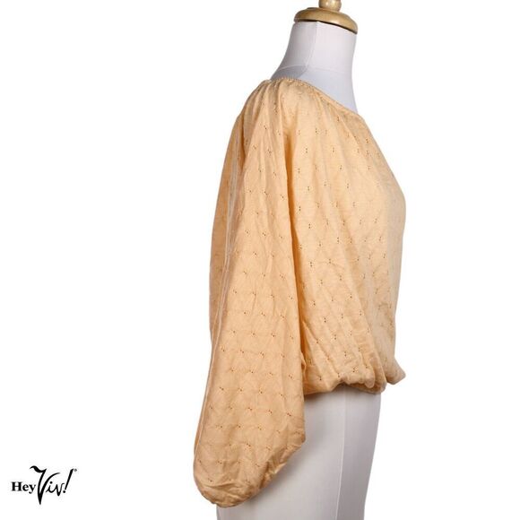 Vintage Pullover Top Full Dolman Sleeves Peach w Diamond Design Large - Hey Viv - Picture 2 of 6